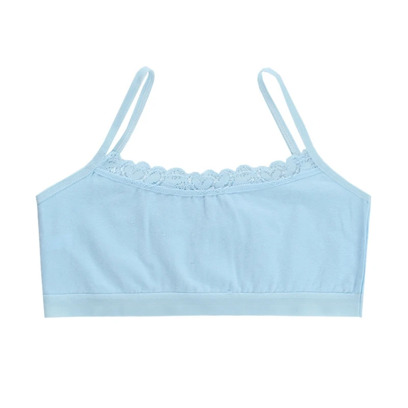 

H05C Lace Cotton Young Girls Training Bra 8-12Years Old Children Bras Condole Belt Vest Kids Bra Camisole