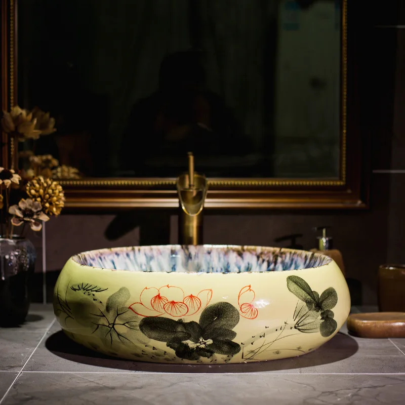 Фарфоровая китайская Классическая художественная раковина столешница