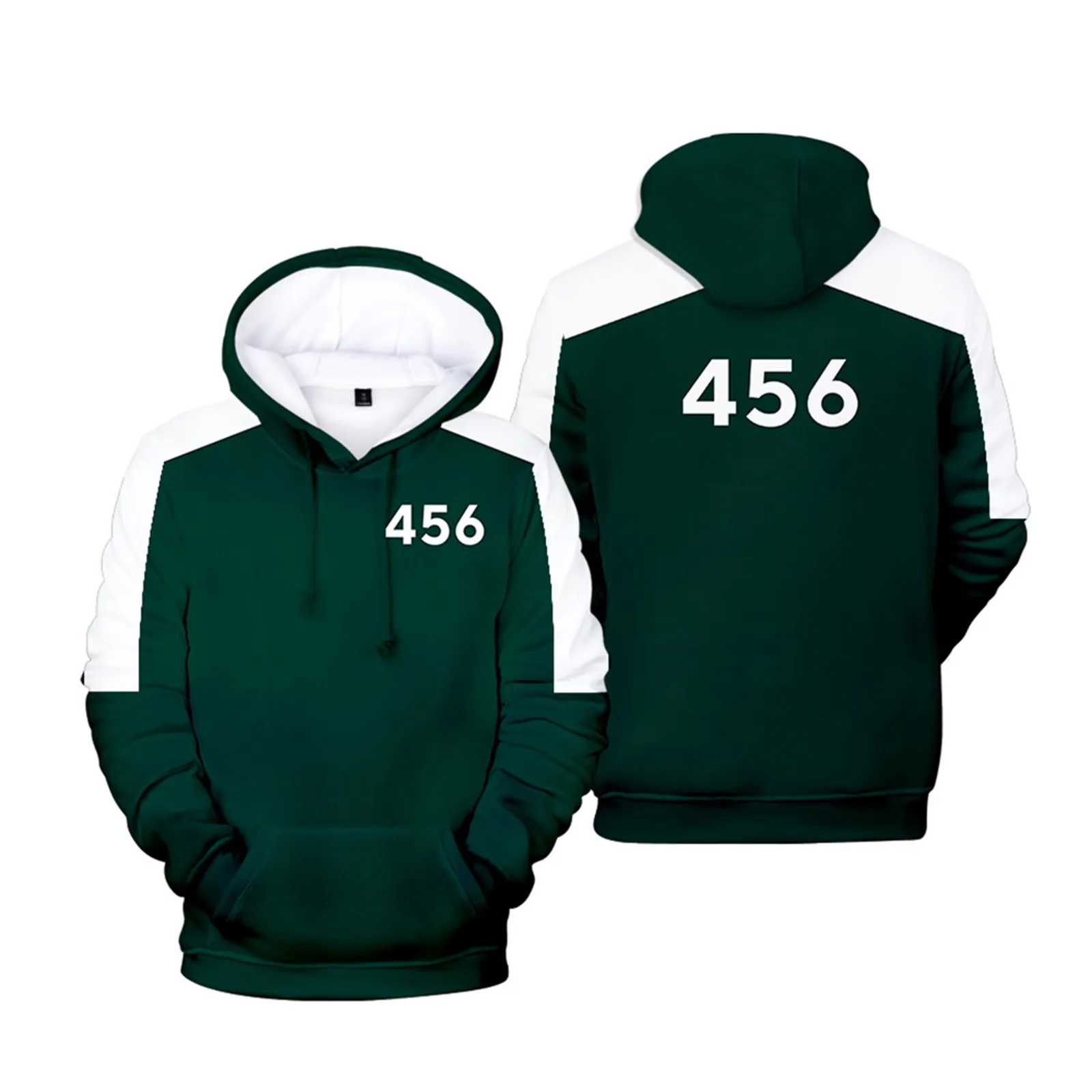 

Squid Game Hoodies Round Six Unisex Costumes Cosplay Sportswear Digital 456 Splicing Printing Pocket Sweatshirts Pullover