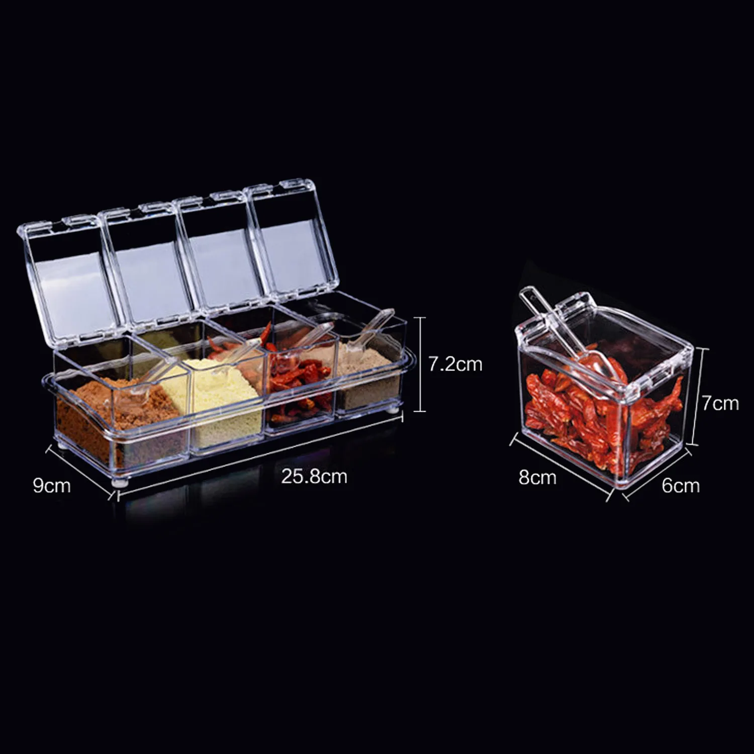 Behogar 4 шт. приправа ящик для горшки специй контейнер хранения с бутылочкой организатор w/крышкой Ложка Кухня