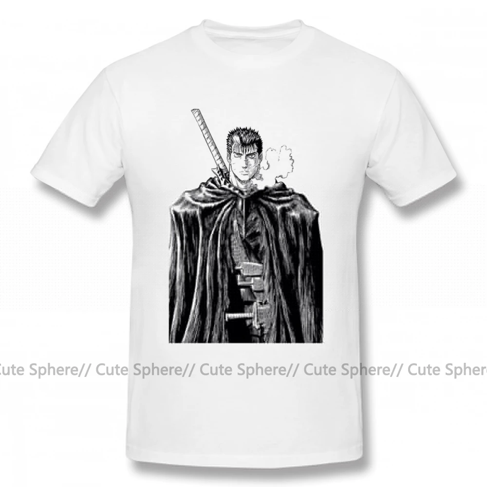 Футболка Guts Berserk Guts, Мужская футболка с принтом, 100 хлопок, короткий рукав, негабаритная Классическая забавная футболка - Цвет: White