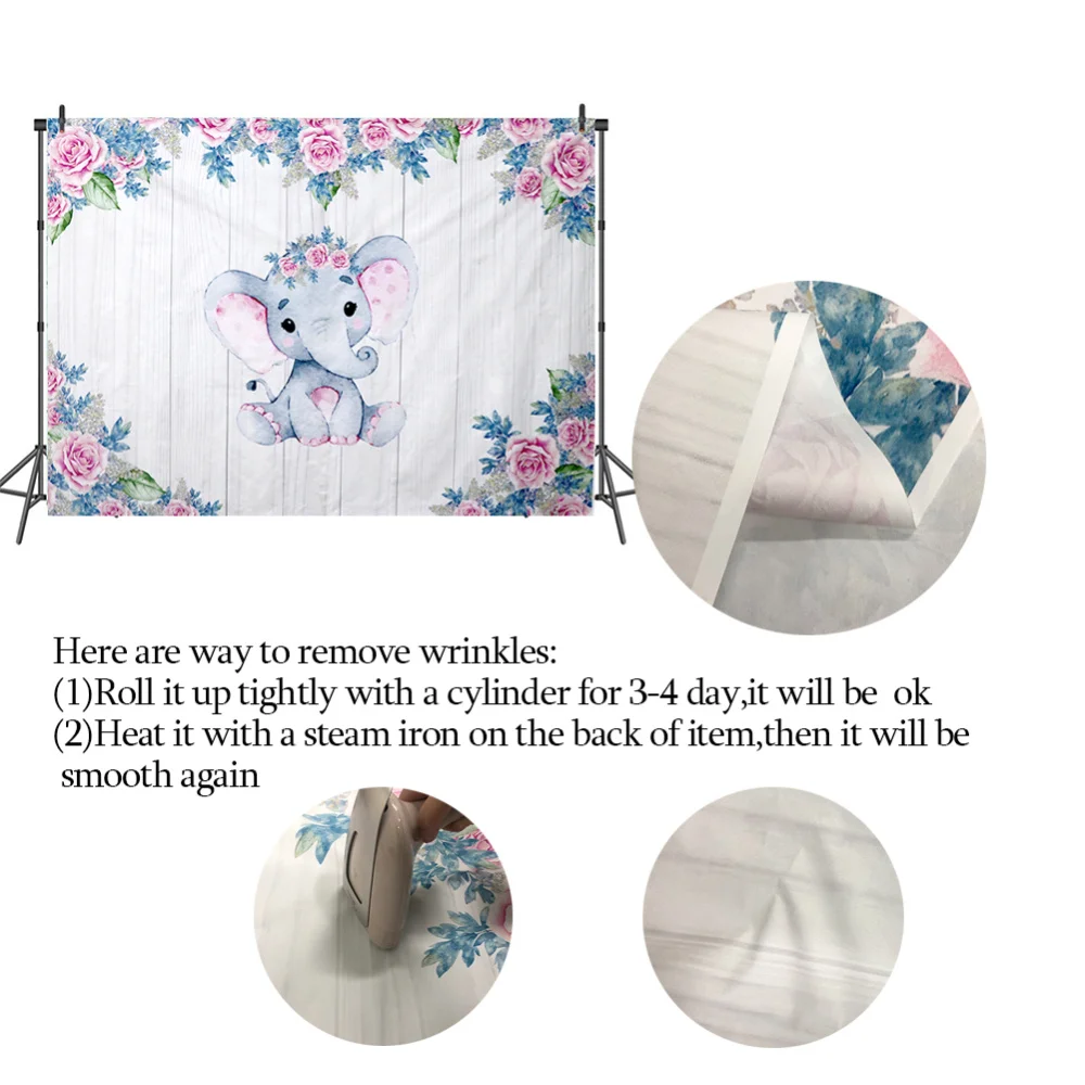 OHEART Baby Shower Party Elephant Backdrops for Photography Moon Star Banner Portrait Photo Studio | Дом и сад