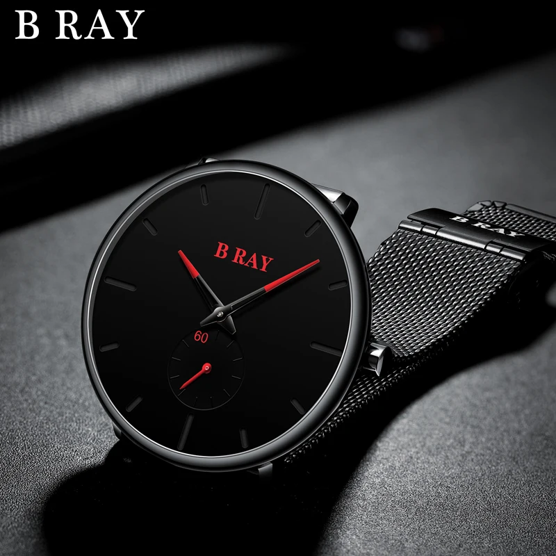 B RAY модные мужские часы Топ бренд Роскошные Кварцевые повседневные тонкие