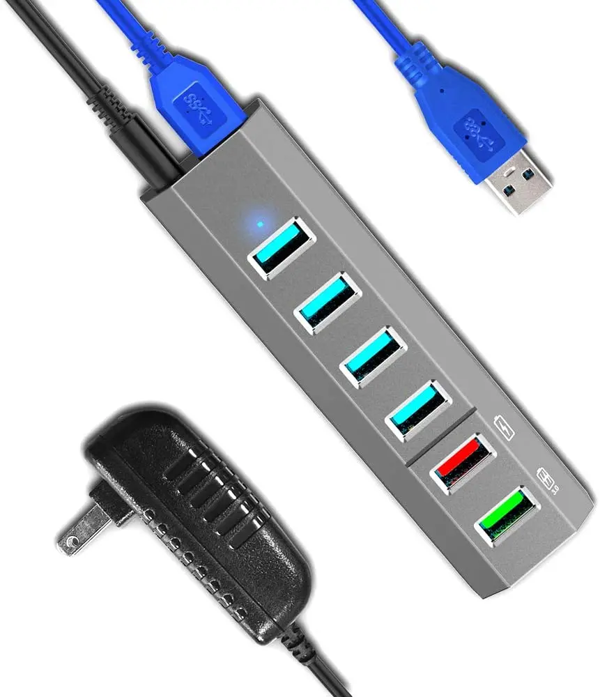 TOPESEL 6 портов супер высокая скорость USB 3 0 концентратор разветвитель + 24 Вт адаптер
