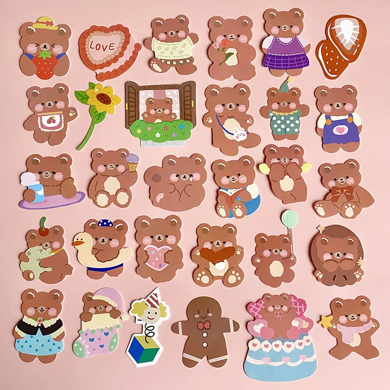 

30pcs/lot Cute Cake Party Bear Stickers DIY Scrapbooking Journal Decoration Mobile Phone Album Collage Korean Stationery