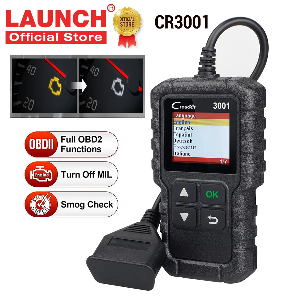 Сканер LAUNCH OBD2 X431 CR3001 диагностический прибор для диагностики двигателя с полными