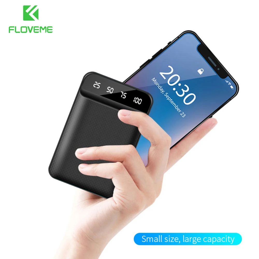 Mini Power Bank FLOVEME 6000mAh Portable Charger PoverBank External Battery LED Display 2 USB 10000mAh For Xiaomi Mi PowerBank | Мобильные