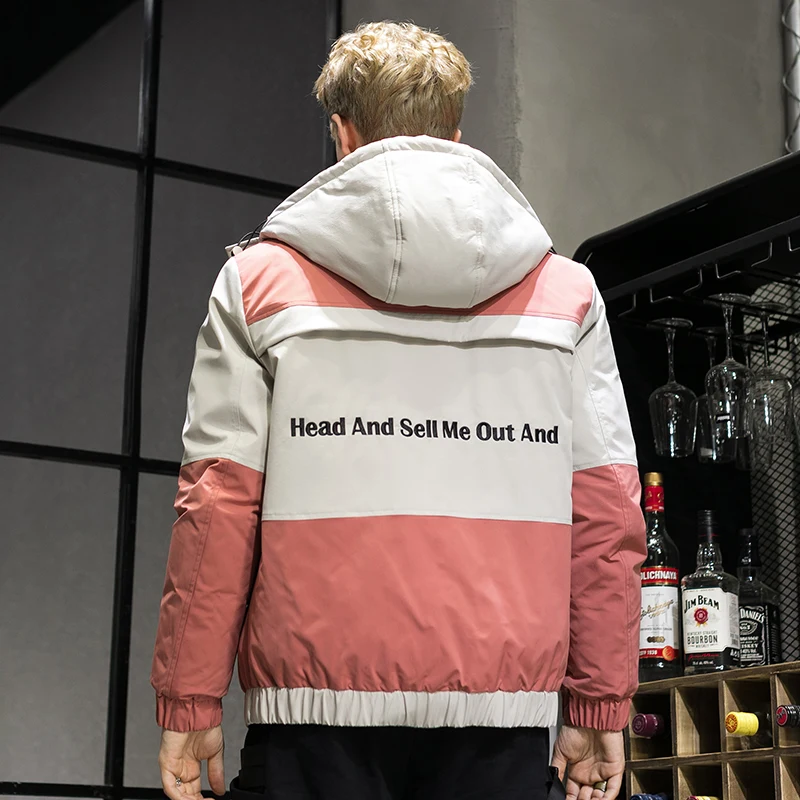 Covrlge Man Duck Down Jacket Thick Winter Warm Jacket Casual Pathwork Color Matching Hooded Down Jacket Men Coat Us Size MWY035