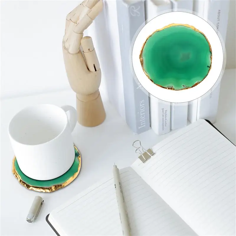 

Natural Agate Slice Coaster Agate Gold-plated Cup Mat Coasters Agate Stone Pad