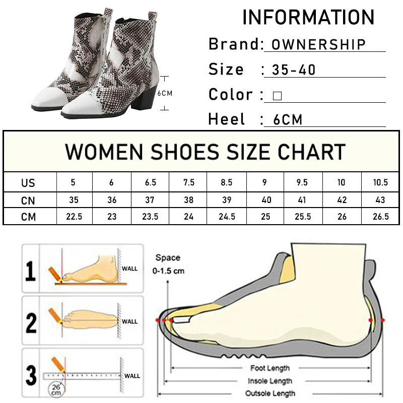 

Women Snake Print Ankle Boots Woman Short Boots Ladis Autumn New Fashion Zip Pointed Toe Shoes Female Low Heels Women's Pumps