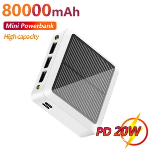 mini solar large capacity 80000mah power bank phone charger portable fast charging external battery for iphone xiaomi samsung free global shipping