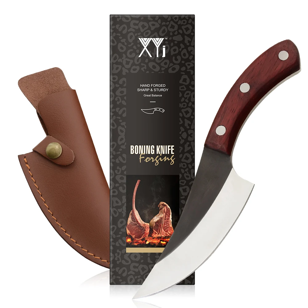 

XYJ полностью кованый нож 5,5 дюйма нож для выживания ручной работы кованый Кливер с кожаным футляром