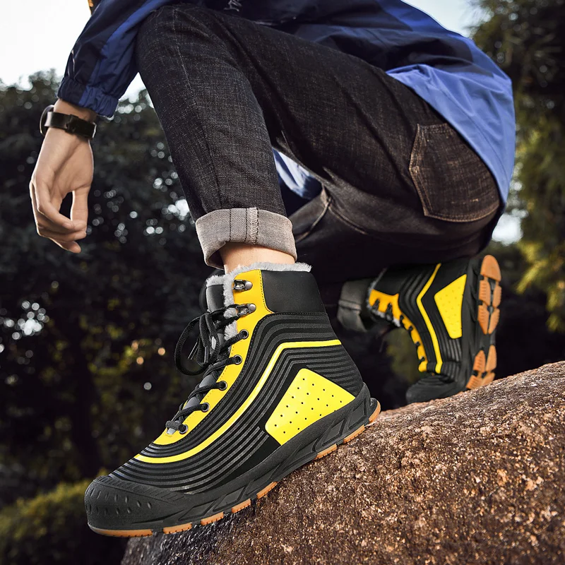 SMS Men Snow Boots High Top Hiking Shoes Durable Waterproof Anti-Slip Sneakers Outdoor Climbing Trekking Shoes Tactical Boots