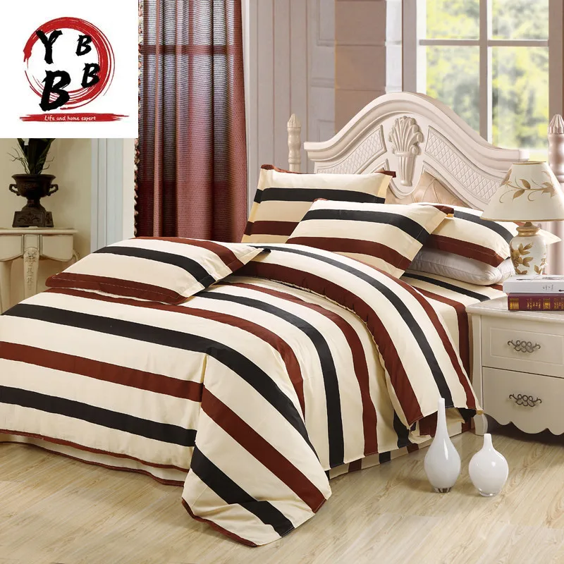 

Simple style Pink Red black stripes Bedding Set bed Sheet Pillow cases Duvet Cover Sets pillow cases Home Textile Washed