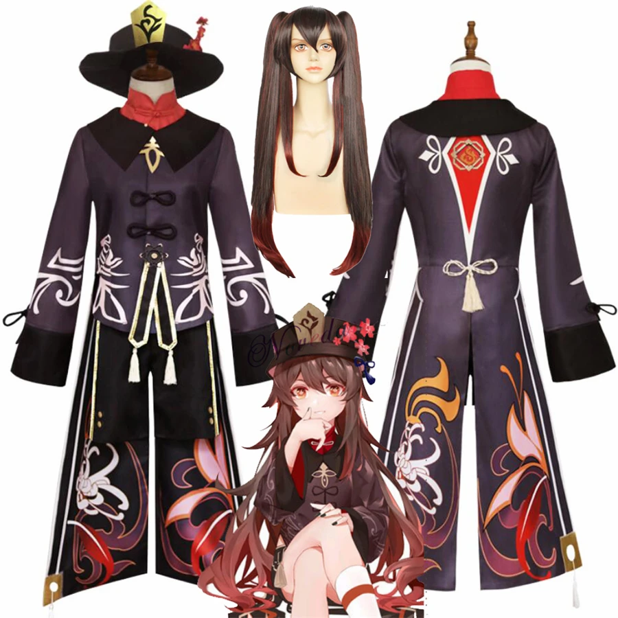 

Anime Game Genshin Impact Hutao Cosplay Costume Hu Tao Genshin Impact Cosplay Halloween Party Wig Outfit