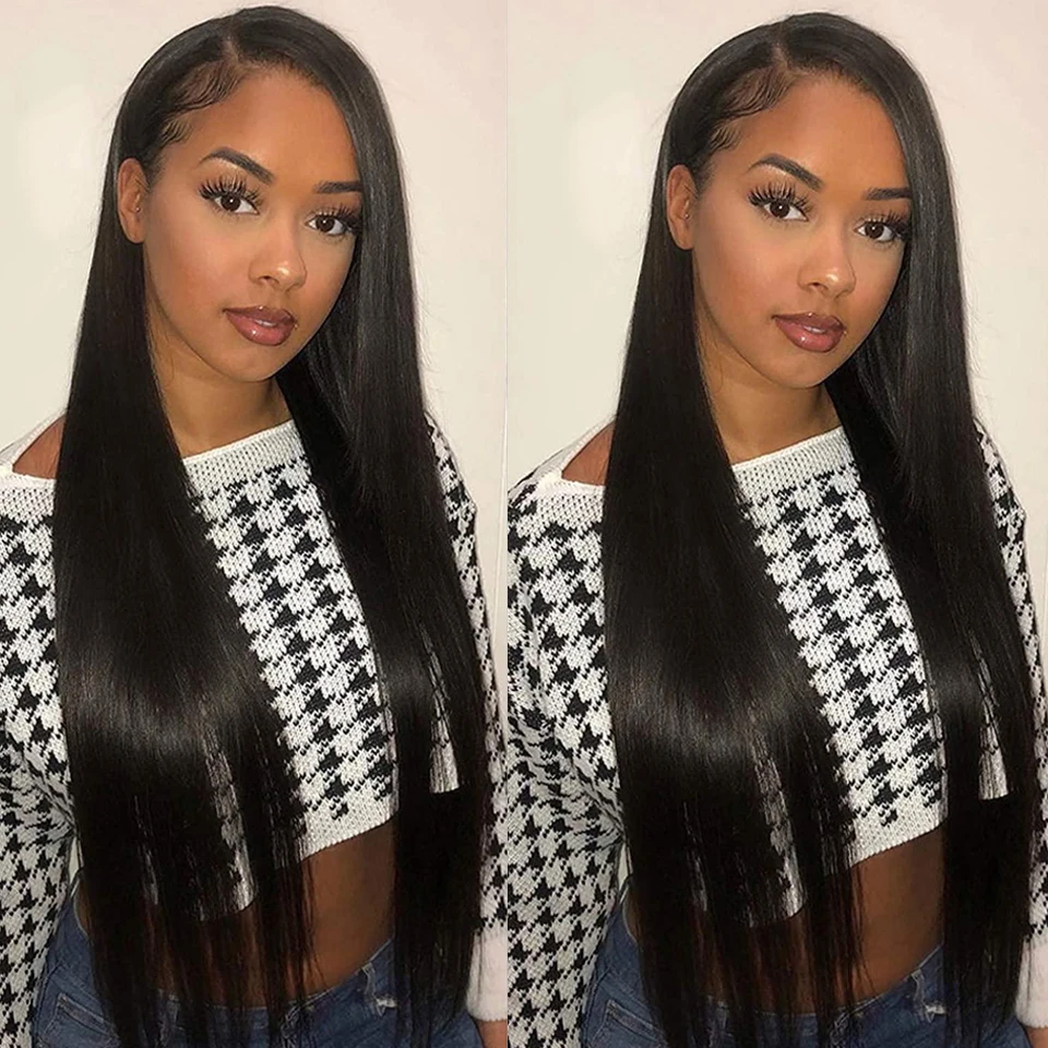 

Cheap 4x4 Straight Closure Wig 13x4 HD Lace Frontal Wig Pre Plucked Straight Lace Front Wig With Baby Hair Transparent Lace Wigs