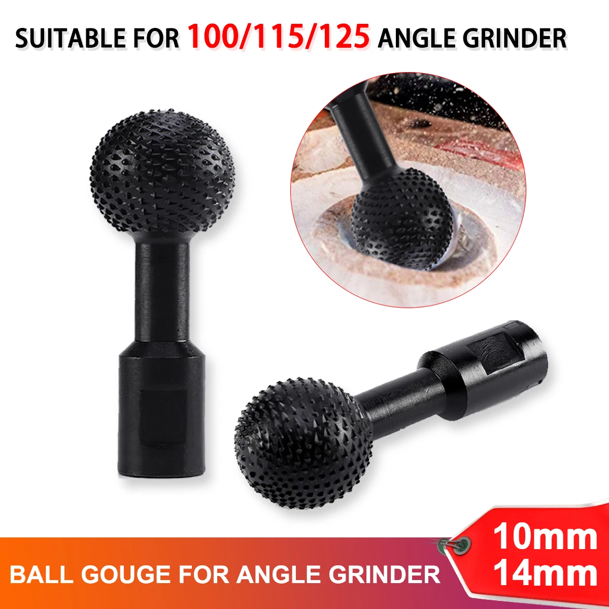 

for 100/115/125mm Angle GrinderBall Gouge Spherical Spindles Shaped Drill Bit Woodworking Gouge Wood Work Carving Attachment