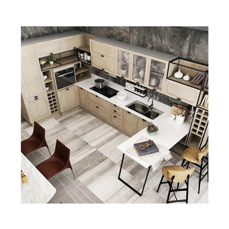 Модульные кухонные шкафы из строительного материала выполненные на