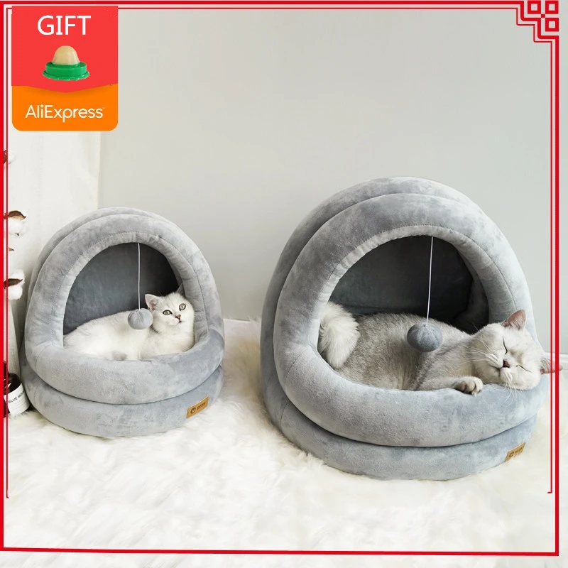 Съемная кровать для кошки мягкий дом котенок Юрт Колыбель Нескользящая дышащая кровать для кошки и собаки с шариком дизайн для маленьких кошек питание для домашних животных