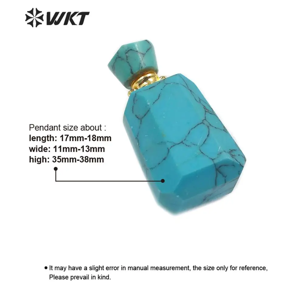 

WT-P1475 Unique design! natural green stone perfume bottle Pendant with lines gold electroplate Pendants women Jewelry