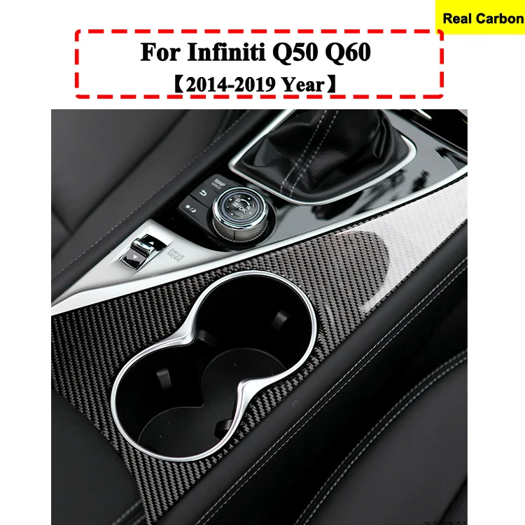 

Держатель для стакана для воды из натурального углеродного волокна, отделка панели для Infiniti Q50 Q60, внутренние молдинги