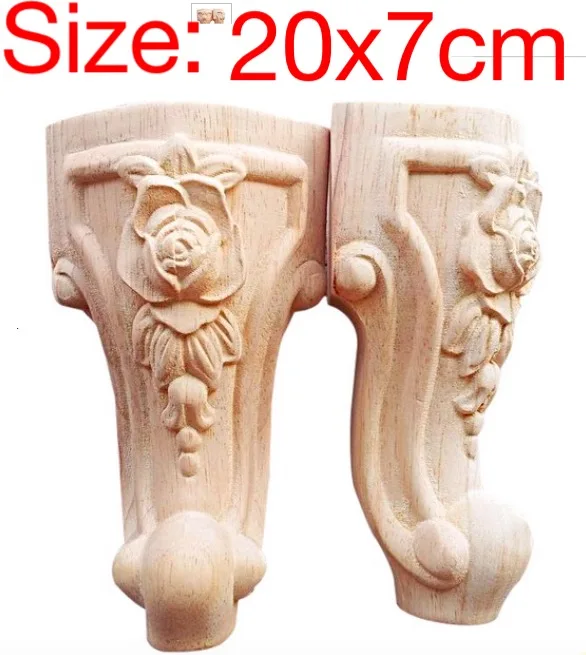 

16pcs 20x7CM Wood Carved Flower TV Cabinet Foot Bathroom Cabinet Sofa Legs