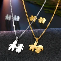 fashion new 2022 2pcsset simple couple lover hand in gold silver color necklace earrings jewelry suit party gifts for ladies