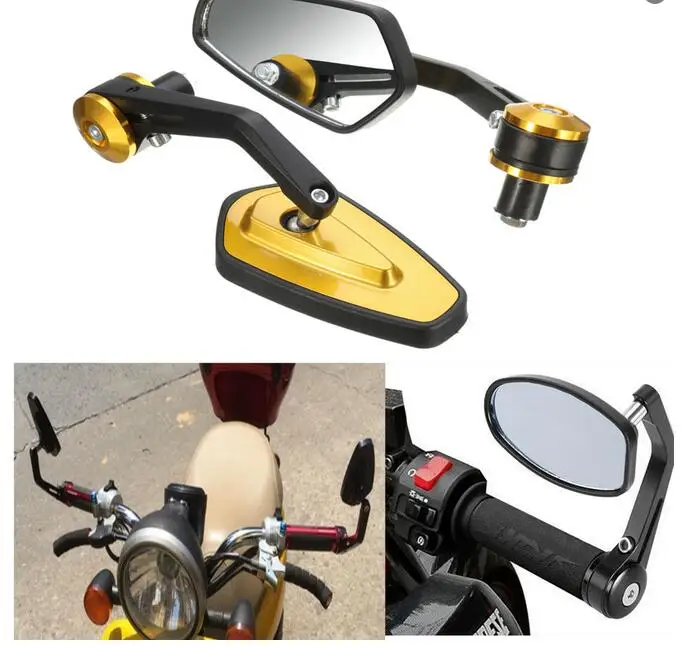 Black/Red/Silver/Gold/Blue 7/8&quot Aluminum Rear View Side Mirror Handle Bar End Universal For Motorcycle | Автомобили и