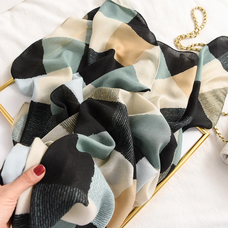 Брендовый женский шарф 2020 модные хлопковые зимние шарфы с геометрическим