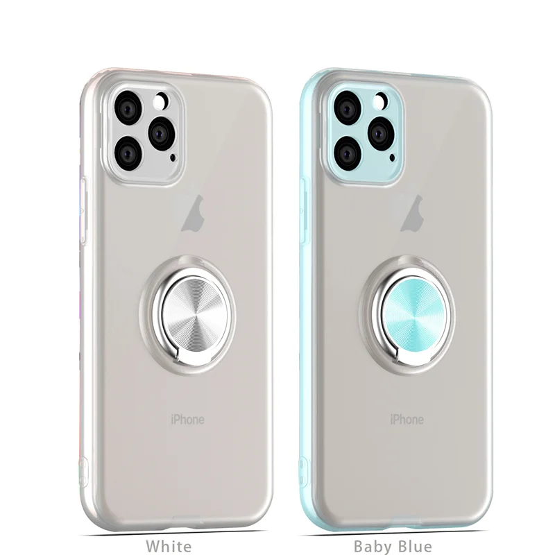 Transparent Armor Phone Case For iPhone 11 Pro Max Finger Ring Magnetic Stand Holder for iPhone 11 Pro 7 8 6 6S Plus XR XS Max X