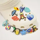 Сезон 2021-2022, Пляжное украшение из мультфильма, съемная Гибкая клейкая Пряжка для обуви, украшение для обуви с цветочной вышивкой