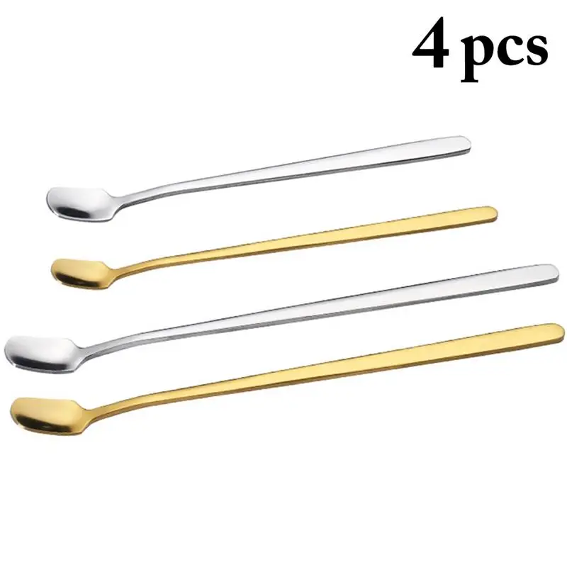 

4 шт./компл. ложка для смешивания с длинной ручкой, ложка из нержавеющей стали, Коктейльная ложка, кофейная ложка, аксессуары для чашек, Прина...