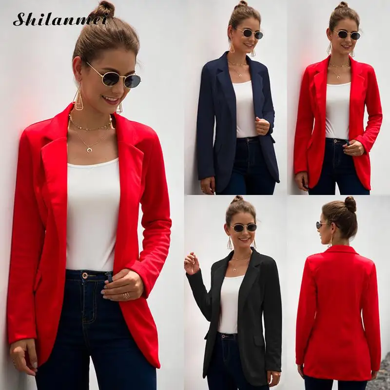 Верхняя одежда с длинными рукавами женский красный черный приталенный Блейзер