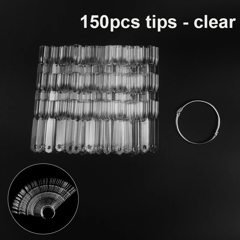 150 pcs clear 20/50/100/120/150 шт. накладные ногти натуральный прозрачный розовый черный нейл-арта, накладные ногти практика Дисплей акриловые инструменты для УФ гель-лака - Цвет: 150 pcs clear
