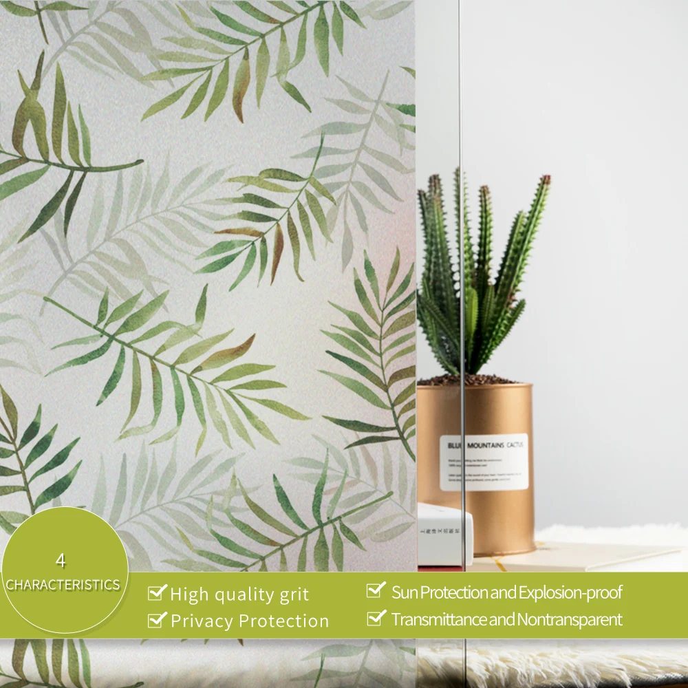 PVC Glass Film 2018 New Style Window Frosted Opaque Privacy Sticker Home Decor Digital Print BLT1294 Plant Garden | Дом и сад