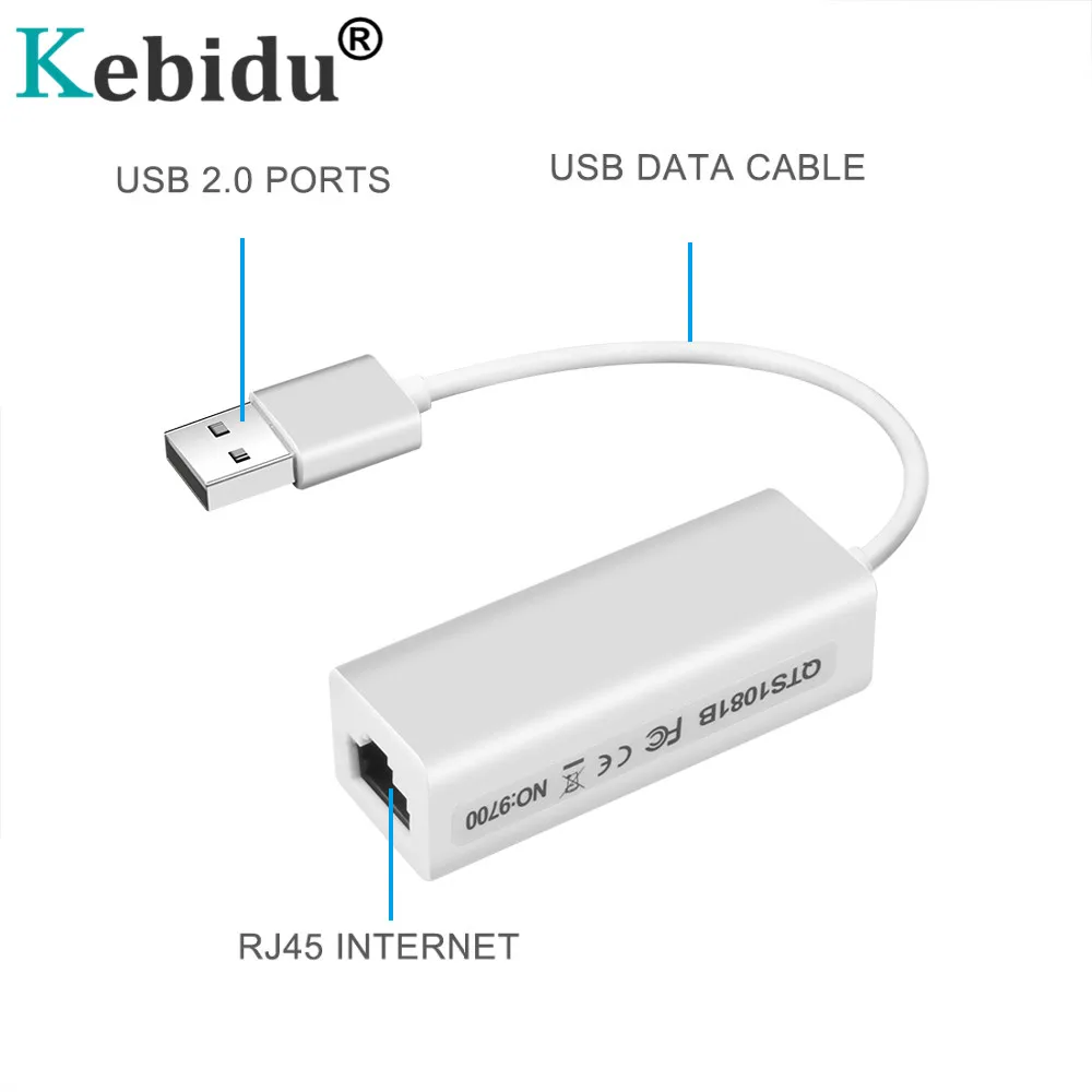 Kebidu USB 2 0 к RJ45 Lan адаптер Сетевая карта RD9700 высокая скорость для Mac OS Android планшетных