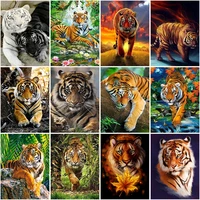 diy 5d diamond painting cross stitch tiger full round diamond embroidery decor home gift tigers family scenery