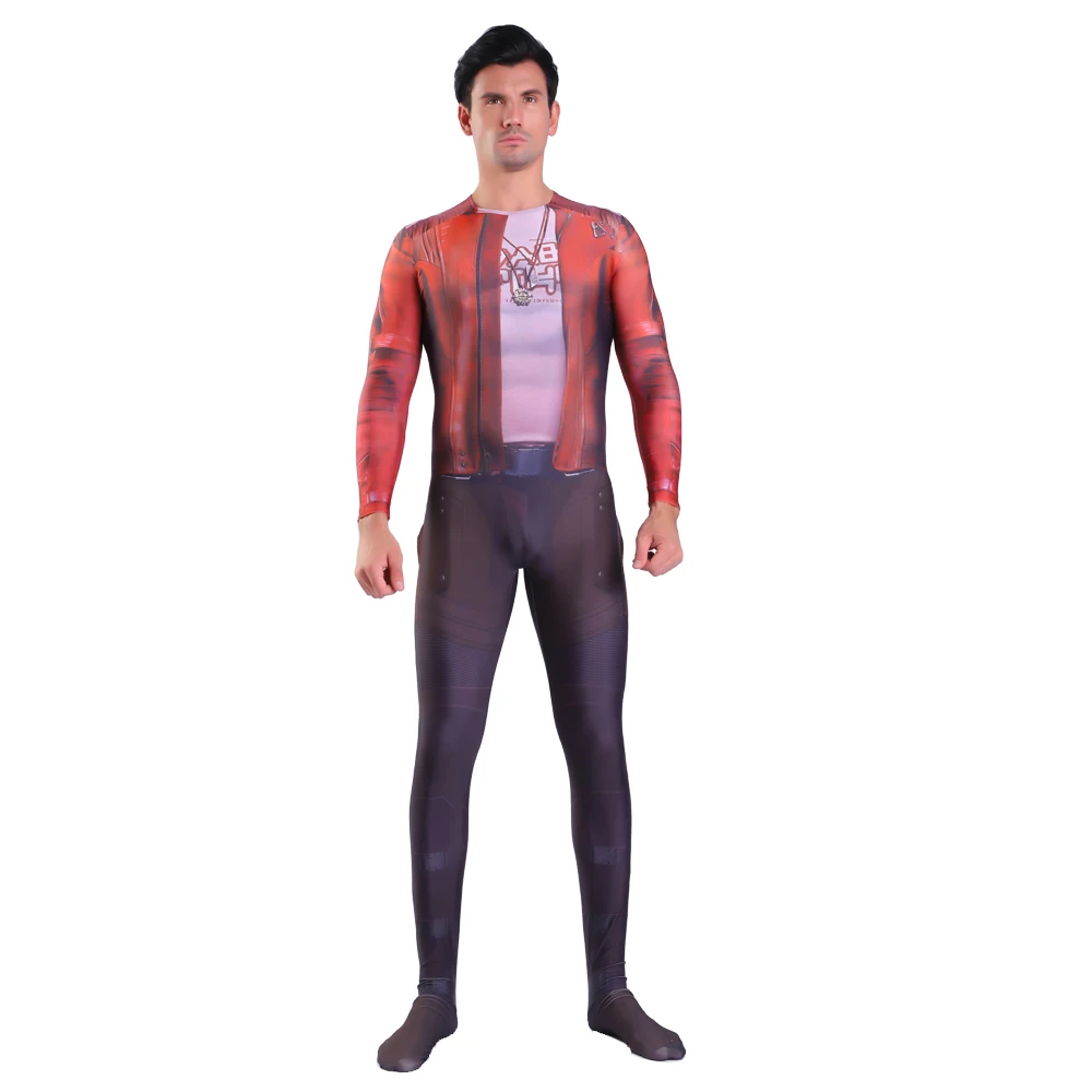 Костюм стражи Галактики мужской с 3D принтом боди супергероя звезды Лорд зентай