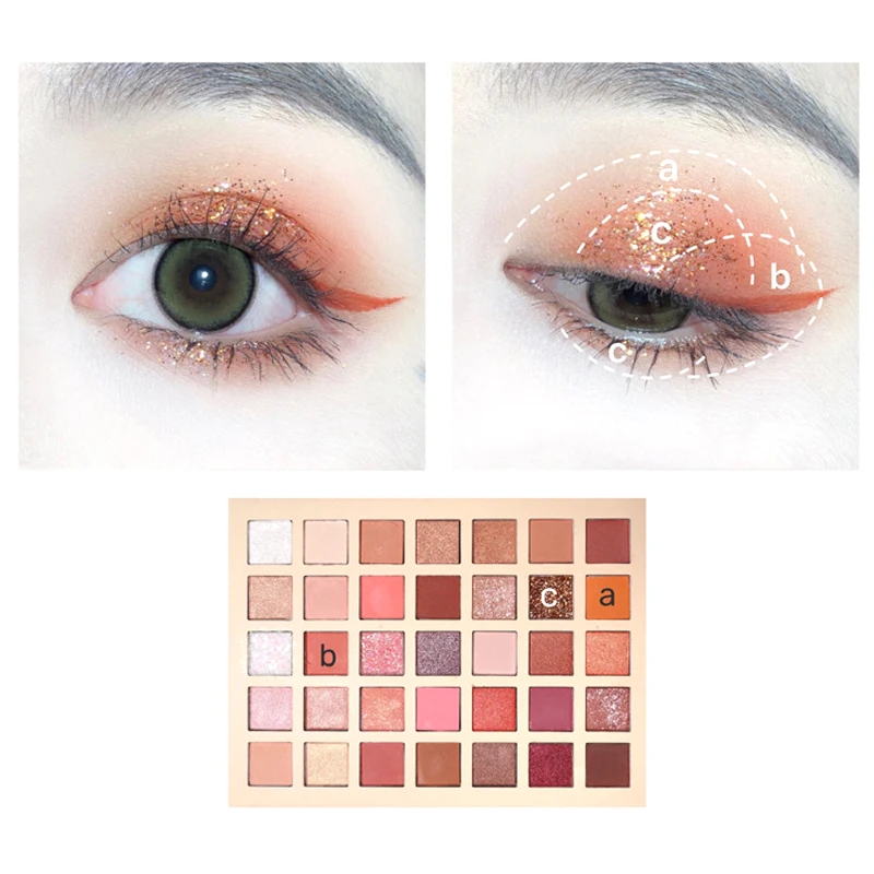 

35 Colors Eyeshadow Palette Highlight Shimmering Naturally Long Lasting No Smudging Eye Shadow SEC88