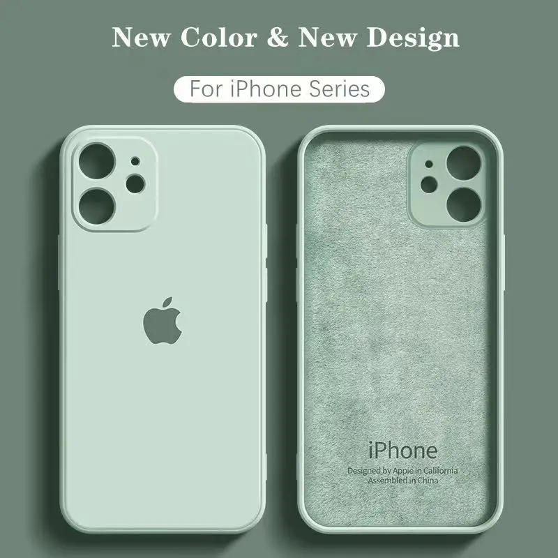

With LOGO Official Original Liquid Case For iphone 11 12 13 Pro Max SE Silicone For iPhone XR XS MAX X 8 7 Plus covers Cases Wi