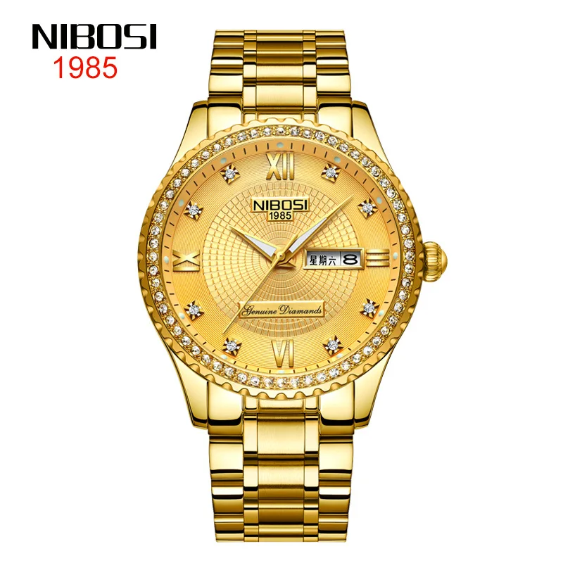 

Set Auger Watch Double Calendar 30 Meters Waterproof Night Light All The Gold Men's Watch