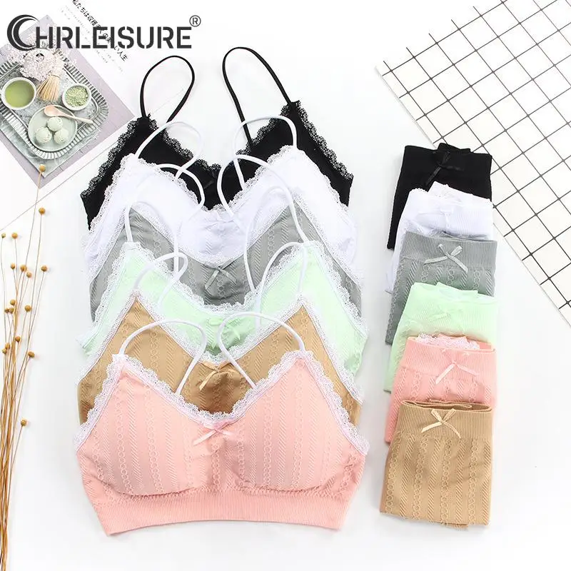 

Комплект женского нижнего белья CHRLEISURE, бесшовные трусики-стринги, бюстгальтер, трусики