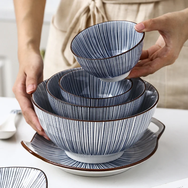 Удивительная цена новая японская полосатая серия керамической посуды бытовая