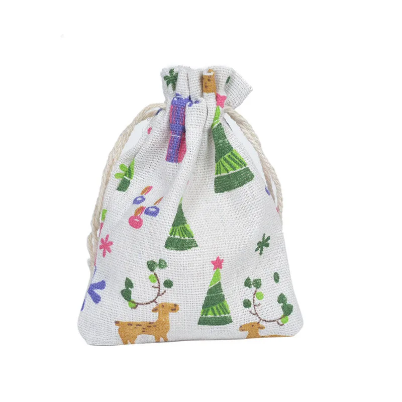

Deer Pattern Gifts Bags Cotton Drawstring Pouch with Drawstring For Party Supplies Daily Using