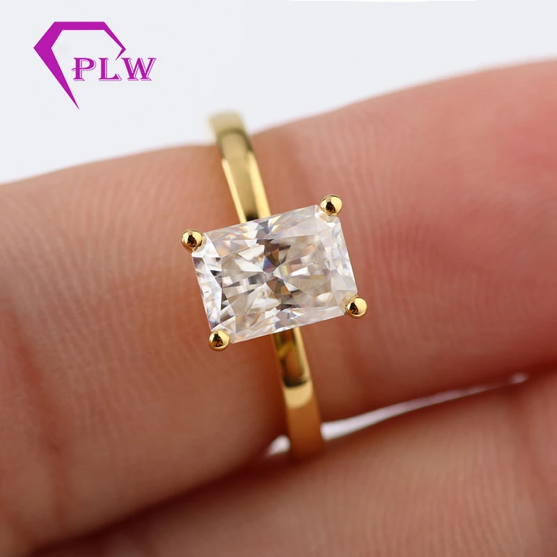 6*8 мм Сияющий граненый настоящий Муассанит DEF великолепное обручальное кольцо 14K