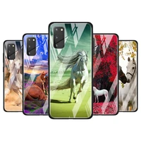 running horse animal for samsung galaxy s20 fe ultra note 20 s10 lite s9 s8 plus luxury tempered glass phone case cover