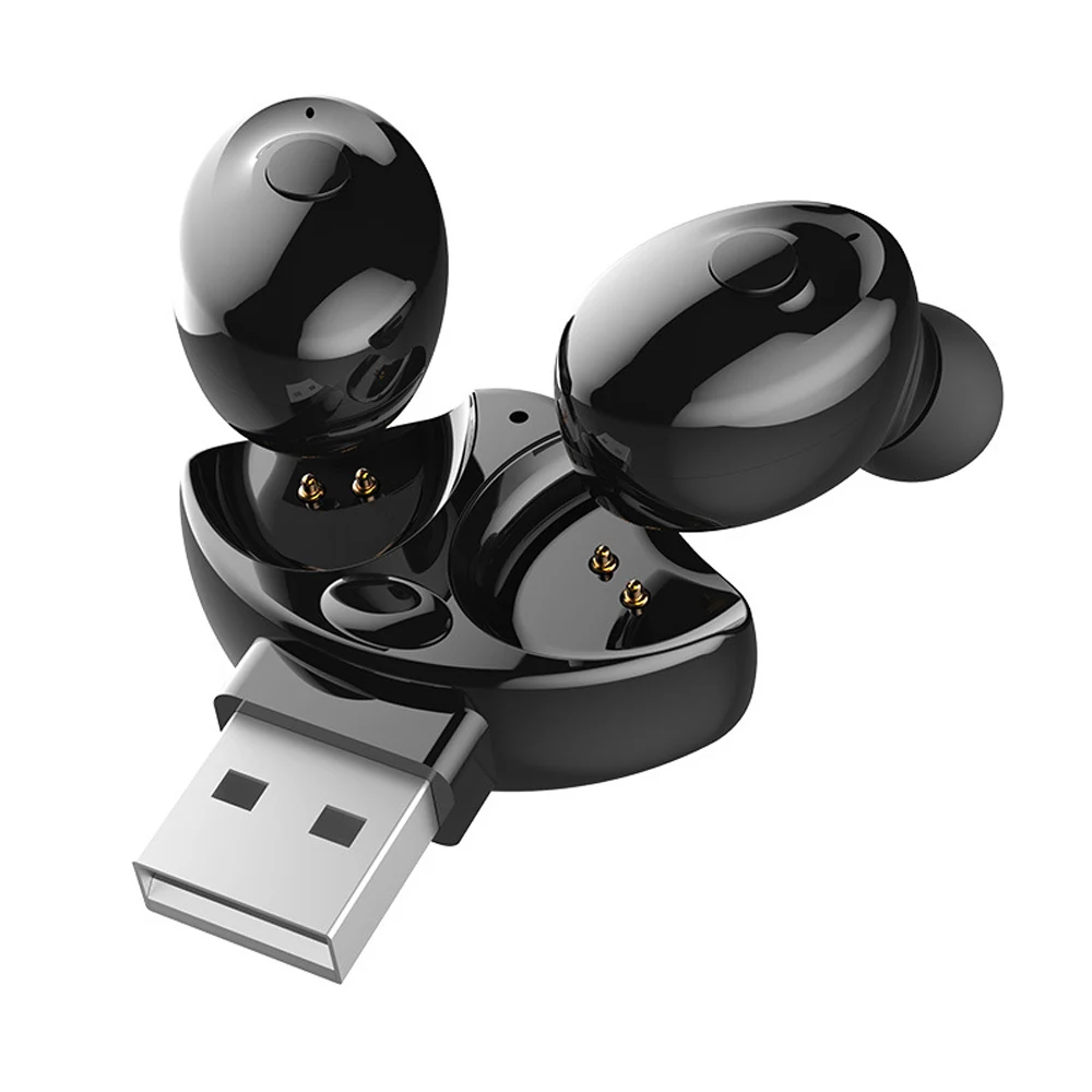 Two earplugs CBAOOO TWS Bluetooth наушники спортивные музыкальные беспроводные наушники Bluetooth 5,0 наушники с микрофоном и зарядным устройством - Цвет: Two earplugs