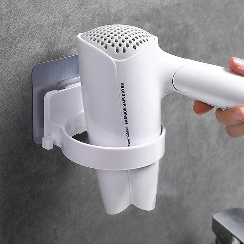 

Self Adhesive Hair Dryer Holder Wall-mounted Holder ABS Bathroom Shelf Storage Hairdryer Holder Rack Organizer For Hairdryer