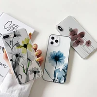 cute flowers phone case for iphone 11 12 pro max 7 8 plus x xr xs max 13 mini se 2020 artistic painting clear soft back cover