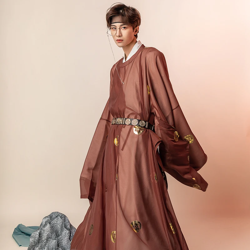 

2023 древний стиль Китайский Мужской hanfu Золотое Тиснение круглый вырез длинный халат Винтажный стиль пара Тан костюм одежда косплей hanfu